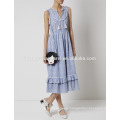 Blaue Baumwolle bestickt Sommerkleid Herstellung Großhandel Mode Frauen Bekleidung (TA4077D)
